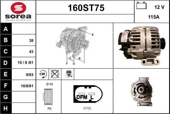 STARTCAR 160ST75 - Генератор autospares.lv