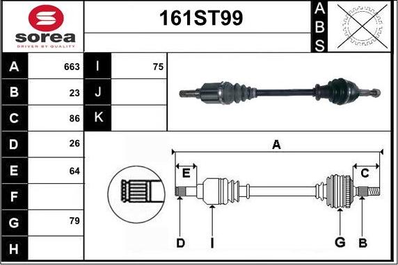 STARTCAR 161ST99 - Приводной вал autospares.lv