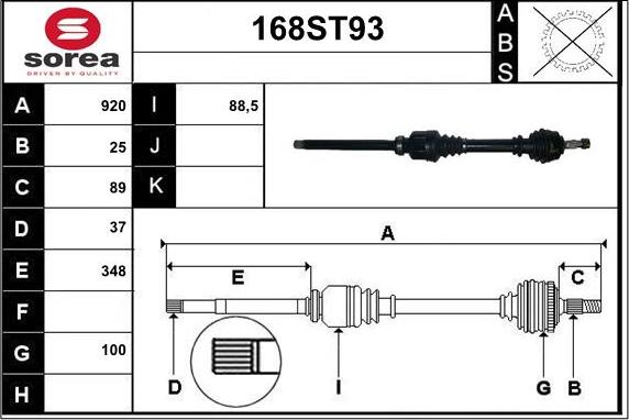 STARTCAR 168ST93 - Приводной вал autospares.lv