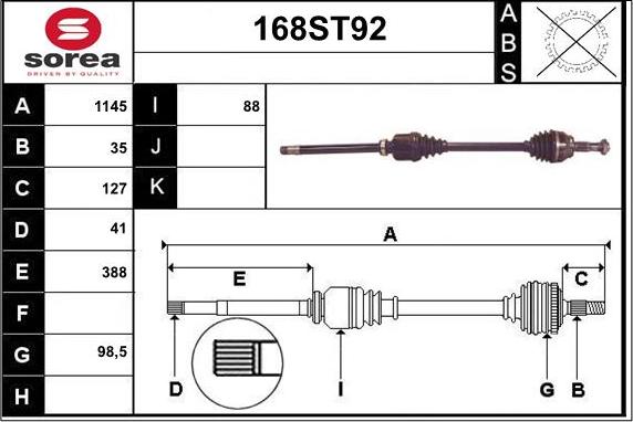 STARTCAR 168ST92 - Приводной вал autospares.lv