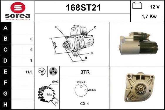 STARTCAR 168ST21 - Стартер autospares.lv