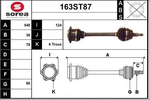 STARTCAR 163ST87 - Приводной вал autospares.lv