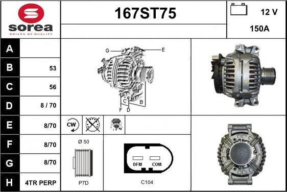 STARTCAR 167ST75 - Генератор autospares.lv