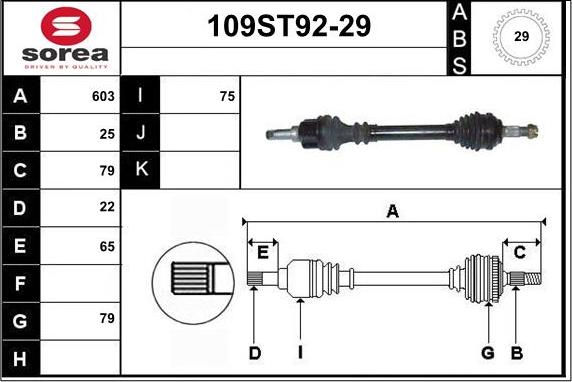 STARTCAR 109ST92-29 - Приводной вал autospares.lv