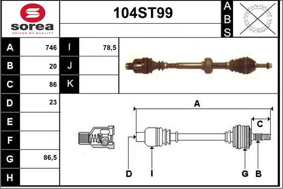 STARTCAR 104ST99 - Приводной вал autospares.lv