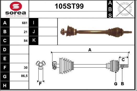 STARTCAR 105ST99 - Приводной вал autospares.lv