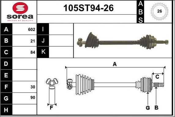 STARTCAR 105ST94-26 - Приводной вал autospares.lv