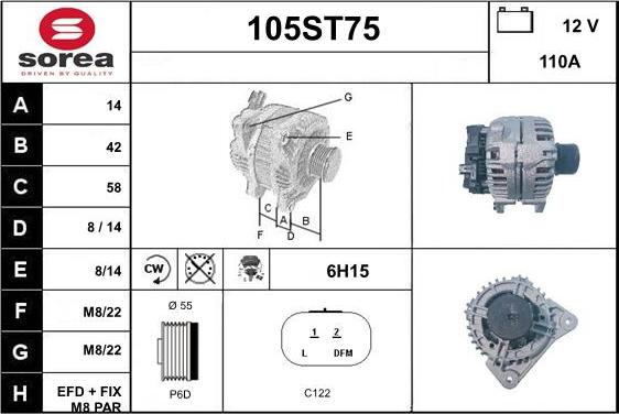 STARTCAR 105ST75 - Генератор autospares.lv