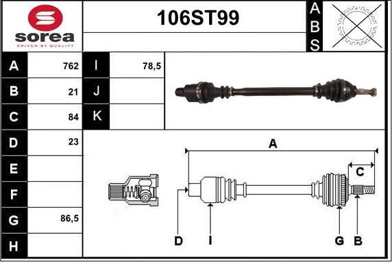 STARTCAR 106ST99 - Приводной вал autospares.lv