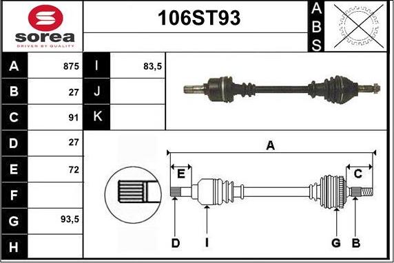 STARTCAR 106ST93 - Приводной вал autospares.lv