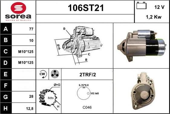 STARTCAR 106ST21 - Стартер autospares.lv