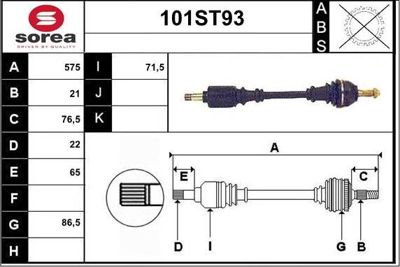 STARTCAR 101ST93 - Приводной вал autospares.lv