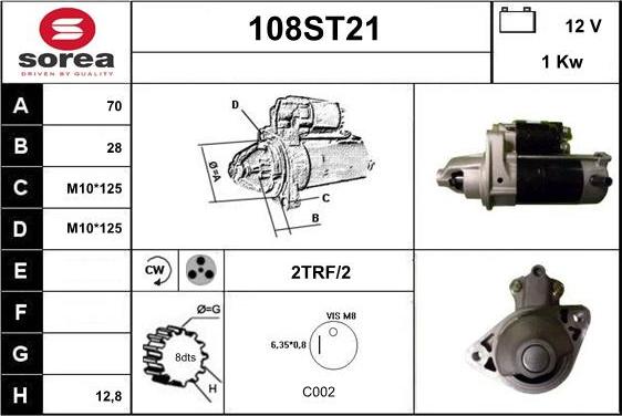 STARTCAR 108ST21 - Стартер autospares.lv