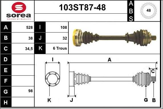 STARTCAR 103ST87-48 - Приводной вал autospares.lv