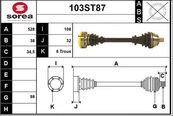 STARTCAR 103ST87 - Приводной вал autospares.lv