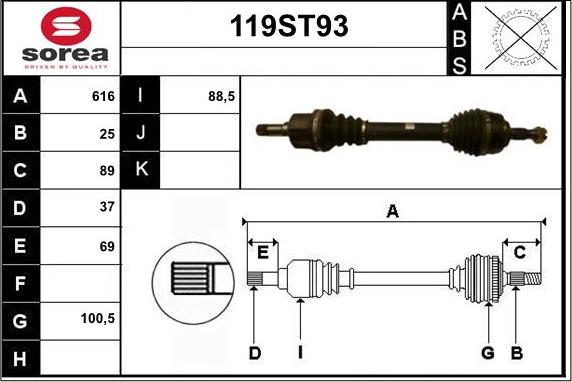 STARTCAR 119ST93 - Приводной вал autospares.lv