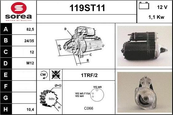 STARTCAR 119ST11 - Стартер autospares.lv