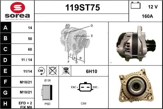 STARTCAR 119ST75 - Генератор autospares.lv