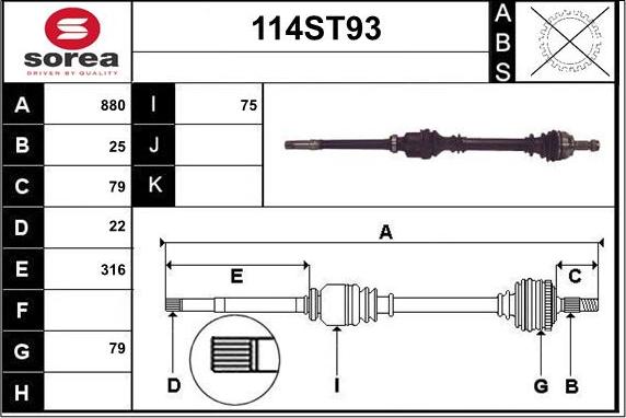 STARTCAR 114ST93 - Приводной вал autospares.lv