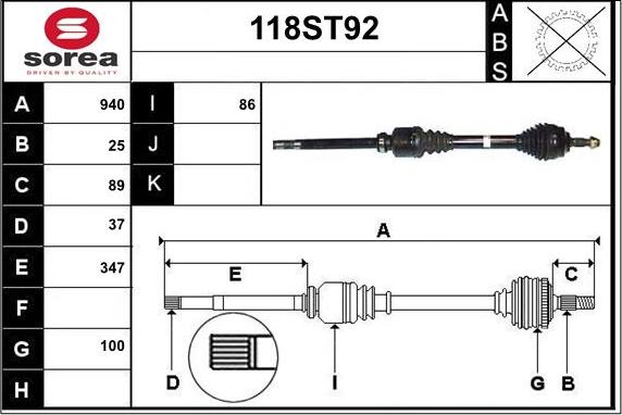 STARTCAR 118ST92 - Приводной вал autospares.lv