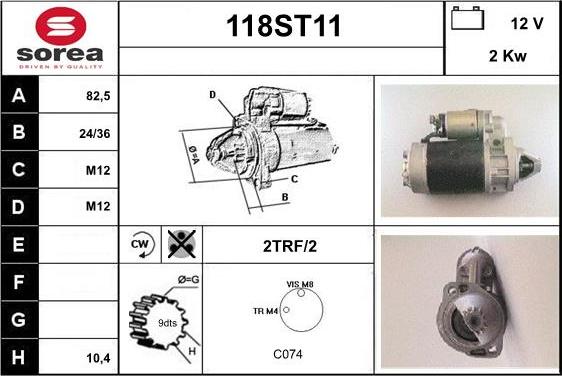 STARTCAR 118ST11 - Стартер autospares.lv