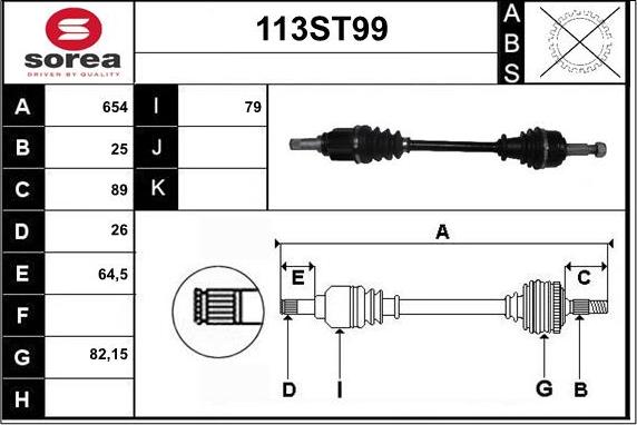 STARTCAR 113ST99 - Приводной вал autospares.lv