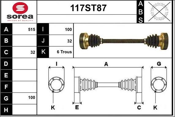 STARTCAR 117ST87 - Приводной вал autospares.lv