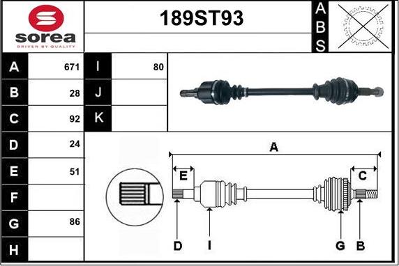 STARTCAR 189ST93 - Приводной вал autospares.lv