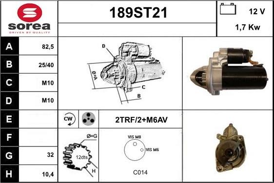 STARTCAR 189ST21 - Стартер autospares.lv