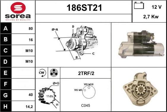 STARTCAR 186ST21 - Стартер autospares.lv