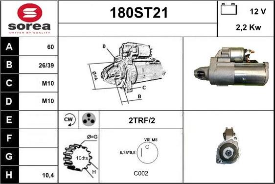 STARTCAR 180ST21 - Стартер autospares.lv