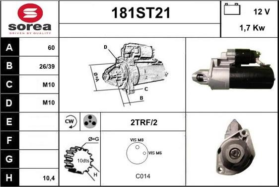 STARTCAR 181ST21 - Стартер autospares.lv