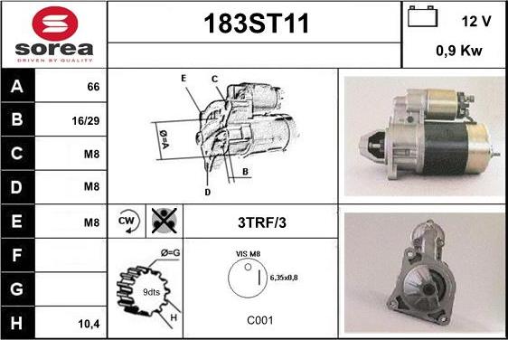 STARTCAR 183ST11 - Стартер autospares.lv