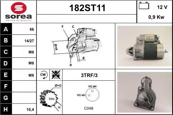 STARTCAR 182ST11 - Стартер autospares.lv