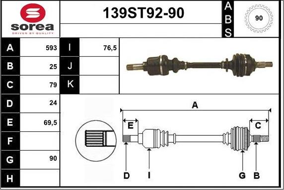 STARTCAR 139ST92-90 - Приводной вал autospares.lv