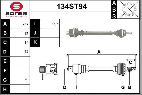 STARTCAR 134ST94 - Приводной вал autospares.lv