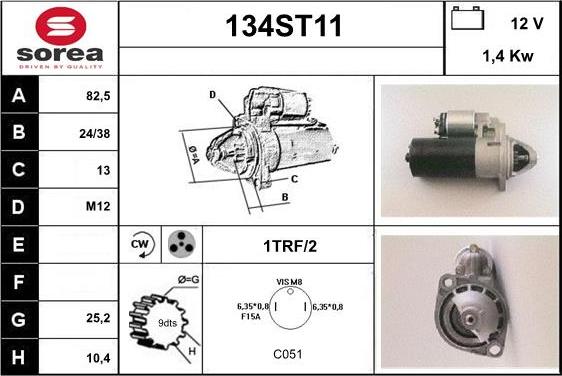 STARTCAR 134ST11 - Стартер autospares.lv