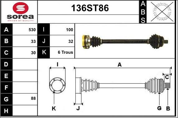 STARTCAR 136ST86 - Приводной вал autospares.lv