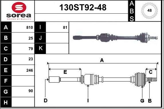 STARTCAR 130ST92-48 - Приводной вал autospares.lv