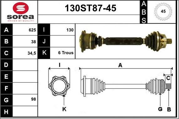 STARTCAR 130ST87-45 - Приводной вал autospares.lv