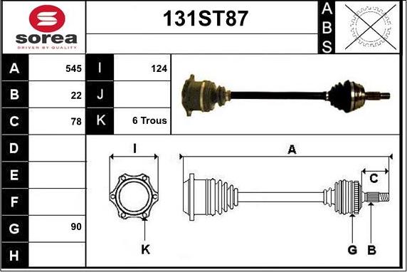 STARTCAR 131ST87 - Приводной вал autospares.lv