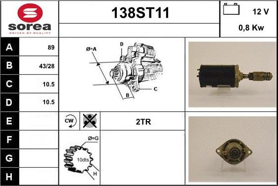 STARTCAR 138ST11 - Стартер autospares.lv