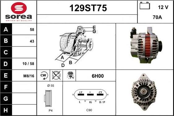 STARTCAR 129ST75 - Генератор autospares.lv
