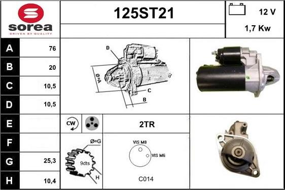 STARTCAR 125ST21 - Стартер autospares.lv