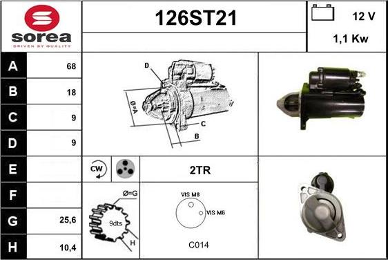 STARTCAR 126ST21 - Стартер autospares.lv