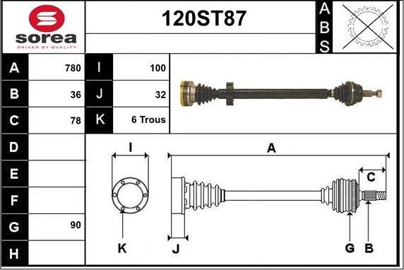 STARTCAR 120ST87 - Приводной вал autospares.lv