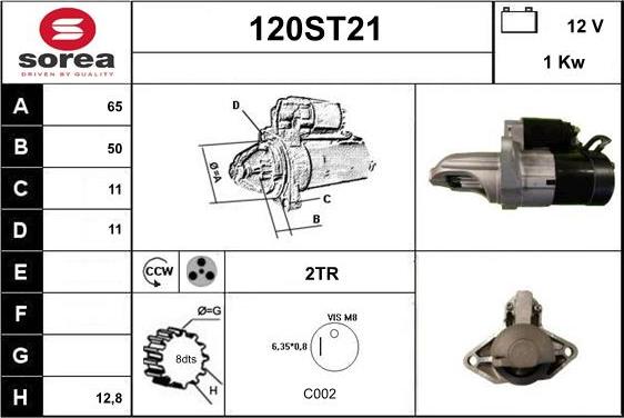 STARTCAR 120ST21 - Стартер autospares.lv