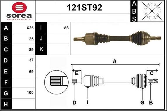 STARTCAR 121ST92 - Приводной вал autospares.lv