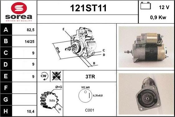 STARTCAR 121ST11 - Стартер autospares.lv