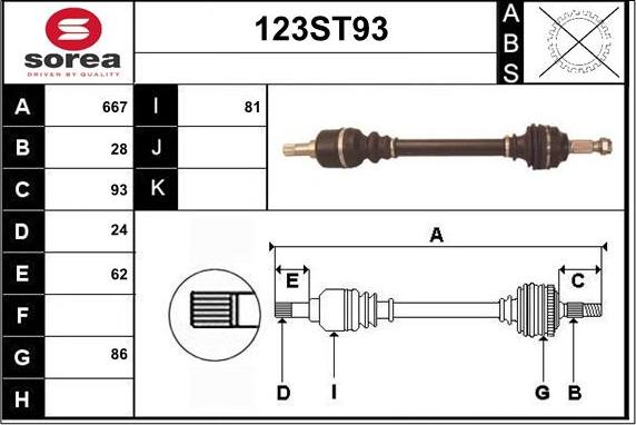 STARTCAR 123ST93 - Приводной вал autospares.lv